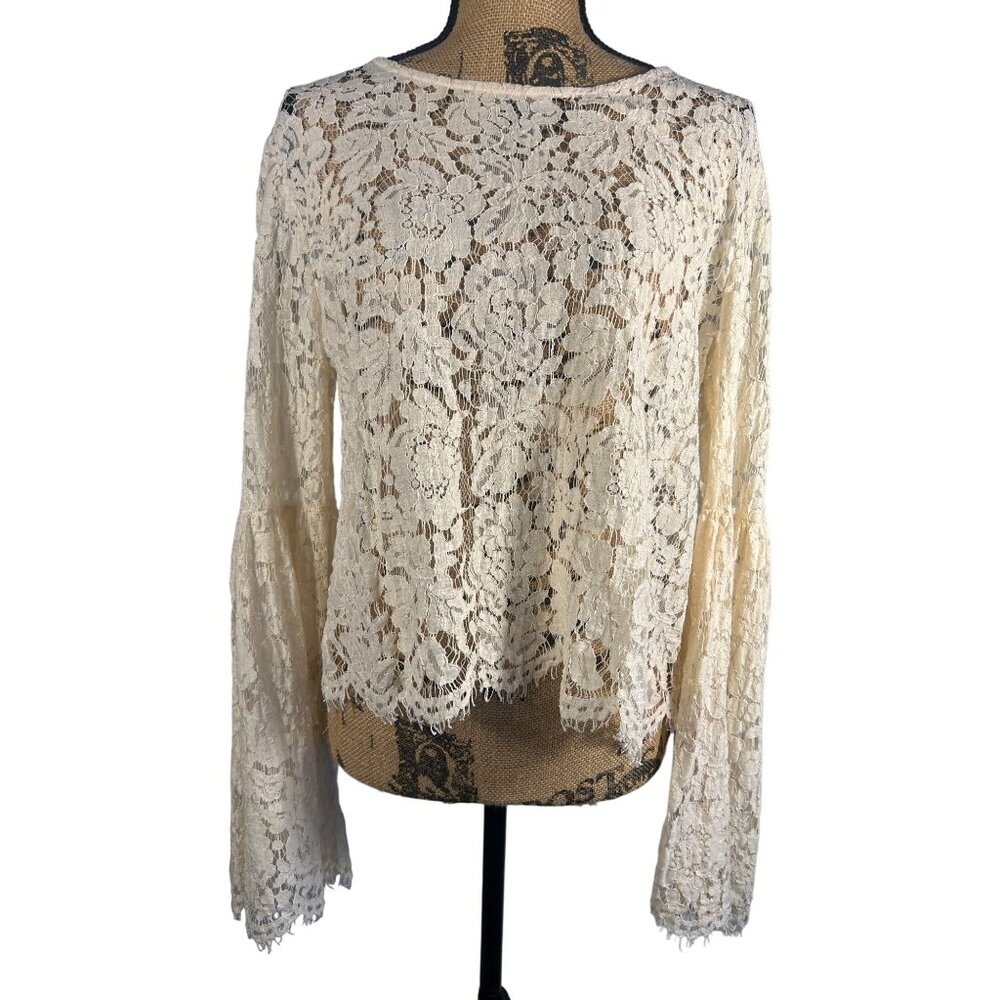 Women's XL Top Taylor & Sage Romantic Lace Boho Chic Fairy Flair Sleeve - Picture 4 of 6